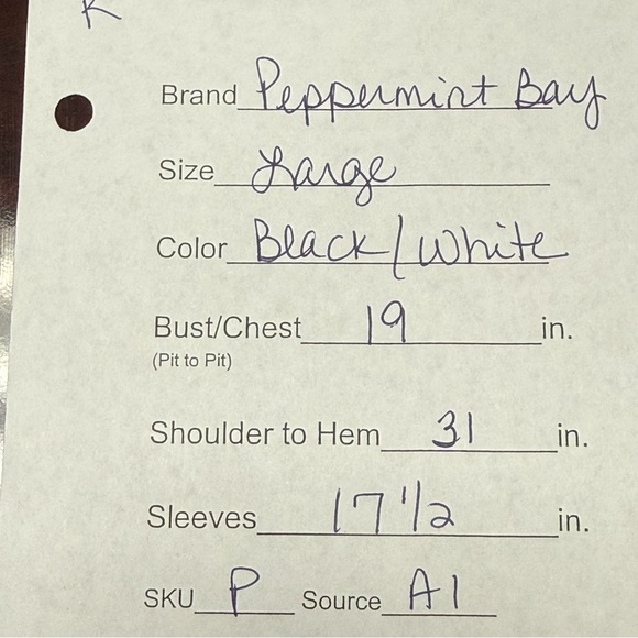 Peppermint Bay Boho Tunic Top Black White Cotton Crochet Trim Beach Large - Picture 9 of 9